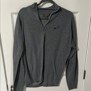 Peter Millar Gray Zip Up Sweater with Knit Material - Union League Torresdale
